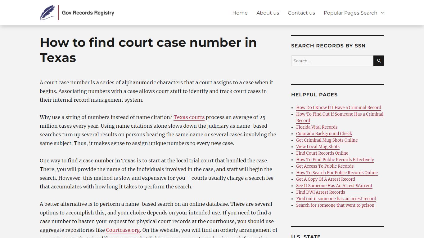 How to find court case number in Texas | GovRecordsRegistry.org